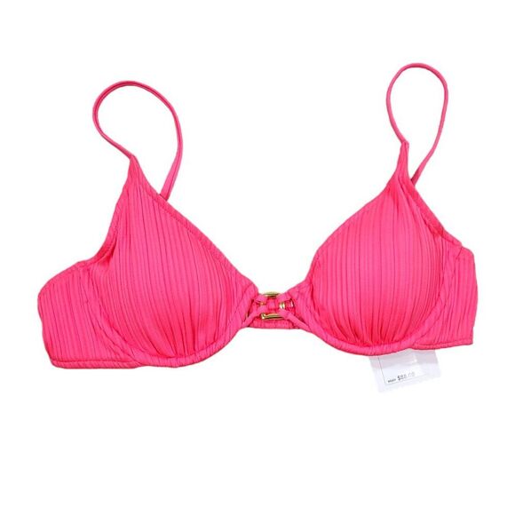 Becca By Rebecca Virtue Moon Ridge Underwire Swim Bikini Top Size Medium Pink - Picture 2 of 8